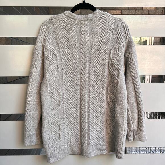 Theory Gray Wool Cashmere Cable Knit Cardigan Sweater Size S - Picture 3 of 5